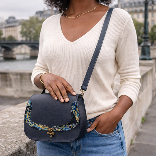 Geantă de Damă IRIS Navy – Piele Naturală Premium | Design Elegant, Realizată Manual