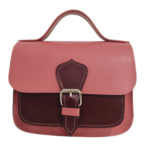 Geantă de damă VÉRA din piele naturală premium-Burgundy – fabricată în România